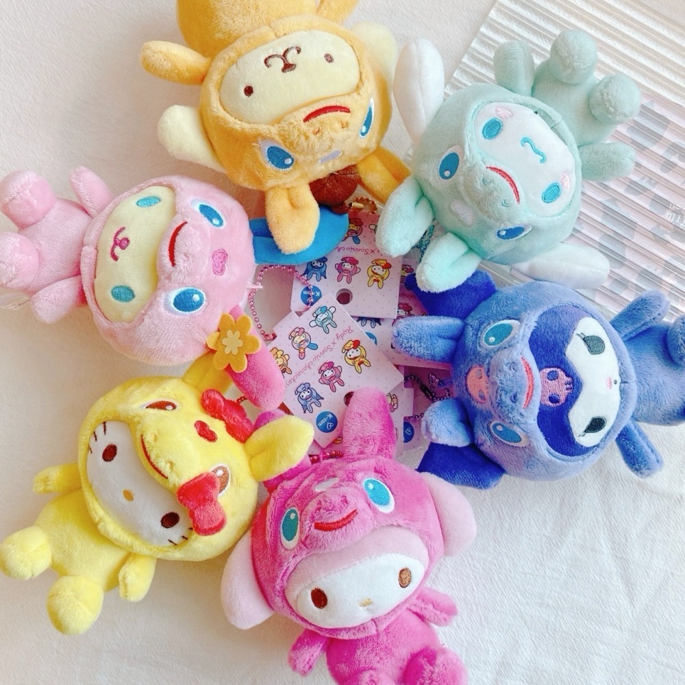 🎈彩虹尾巴🎈三麗鷗&RODY跳跳馬聯名限定 珠鍊娃娃吊飾 KITTY 美樂蒂 酷洛米 大耳狗 布丁狗 花小兔 玩偶-細節圖6
