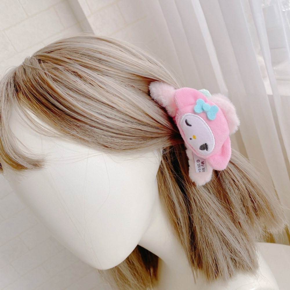 🎈彩虹尾巴🎈三麗鷗絨毛頭型雙面鯊魚夾 美樂蒂  酷洛米 髮夾 髮飾-細節圖3
