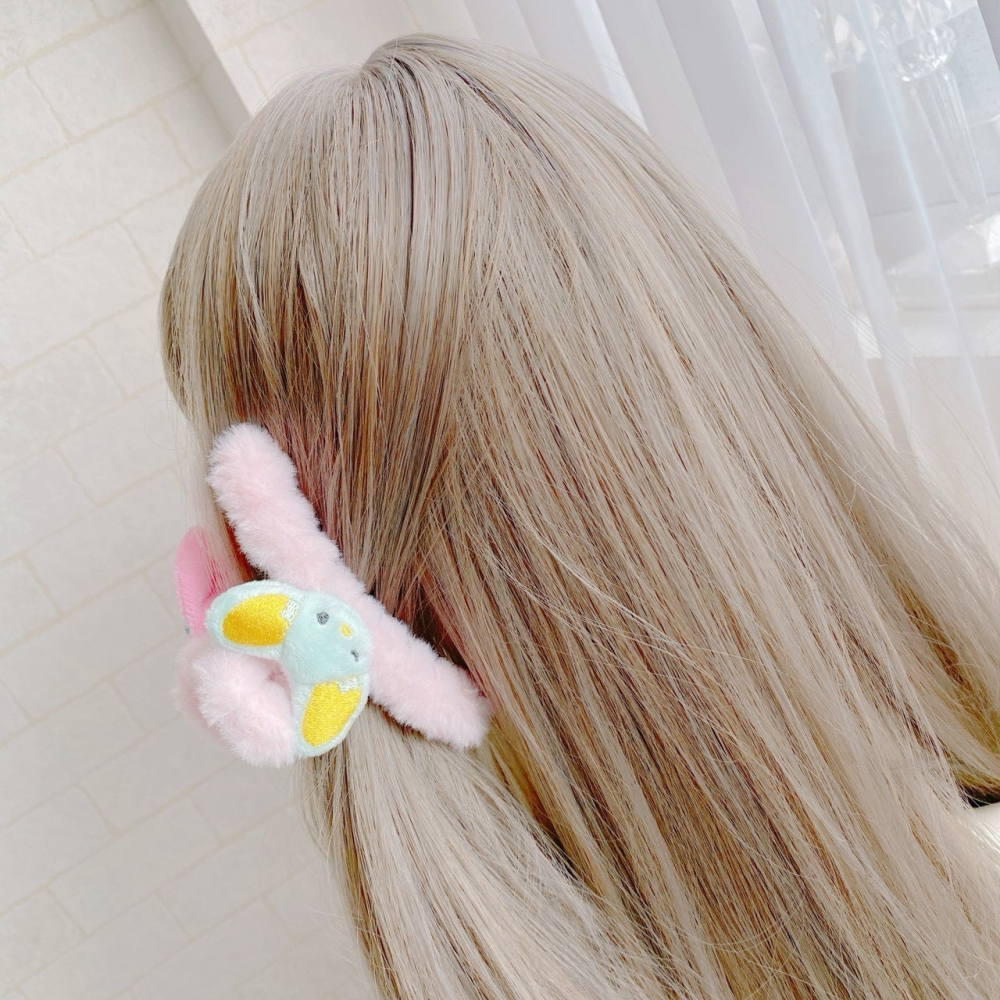 🎈彩虹尾巴🎈三麗鷗絨毛頭型雙面鯊魚夾 美樂蒂  酷洛米 髮夾 髮飾-細節圖4