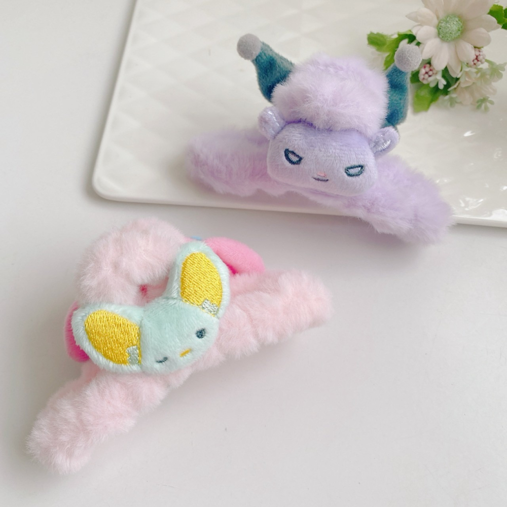 🎈彩虹尾巴🎈三麗鷗絨毛頭型雙面鯊魚夾 美樂蒂  酷洛米 髮夾 髮飾-細節圖8