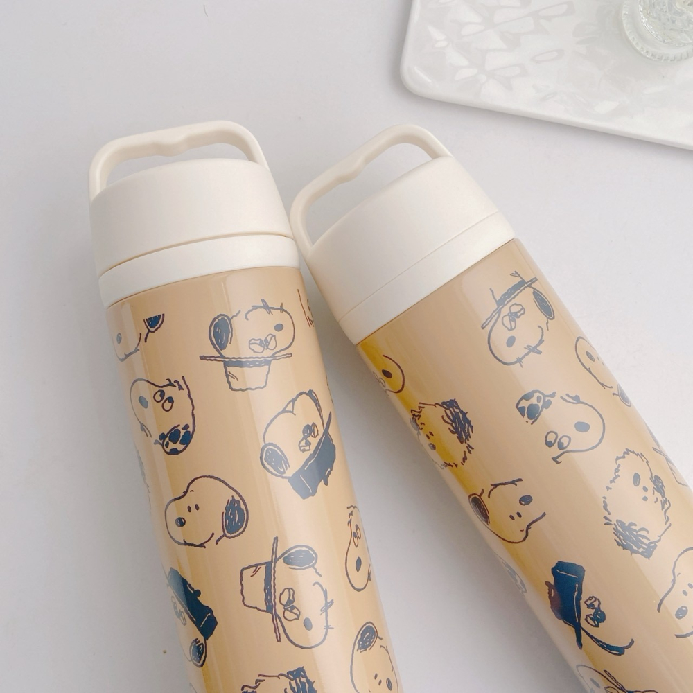 🎈彩虹尾巴🎈日本製史努比摩卡棕系列輕量保溫瓶 500ML 咖啡色 奧拉夫 Olaf SNNOPY家族-細節圖3