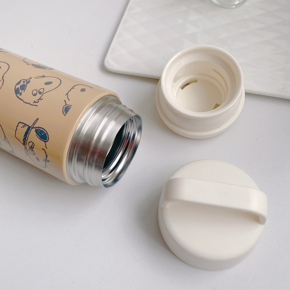 🎈彩虹尾巴🎈日本製史努比摩卡棕系列輕量保溫瓶 500ML 咖啡色 奧拉夫 Olaf SNNOPY家族-細節圖4