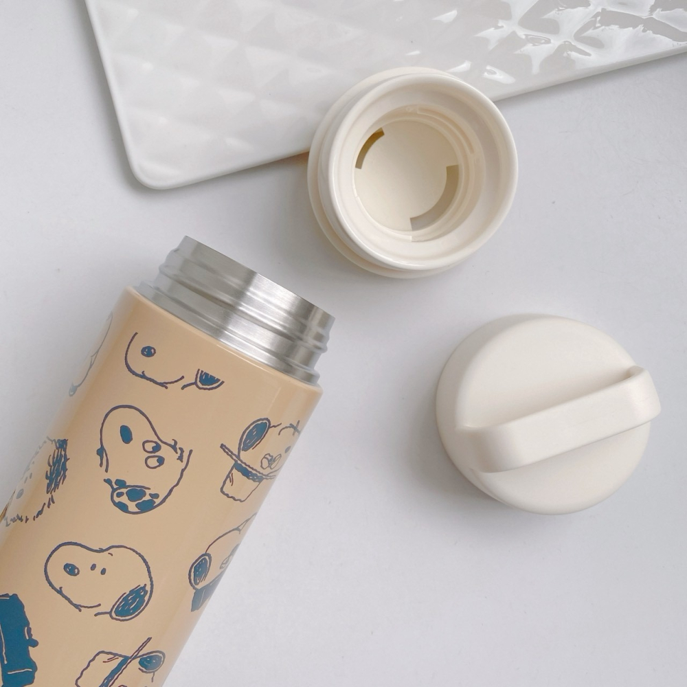 🎈彩虹尾巴🎈日本製史努比摩卡棕系列輕量保溫瓶 500ML 咖啡色 奧拉夫 Olaf SNNOPY家族-細節圖5