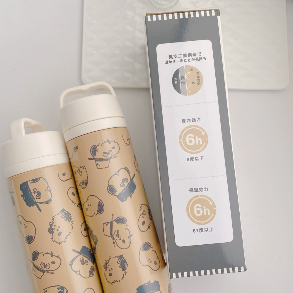 🎈彩虹尾巴🎈日本製史努比摩卡棕系列輕量保溫瓶 500ML 咖啡色 奧拉夫 Olaf SNNOPY家族-細節圖8