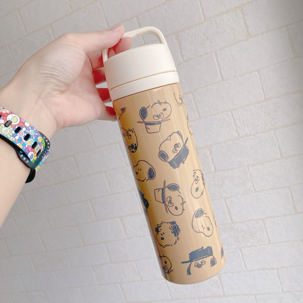 🎈彩虹尾巴🎈日本製史努比摩卡棕系列輕量保溫瓶 500ML 咖啡色 奧拉夫 Olaf SNNOPY家族-細節圖10