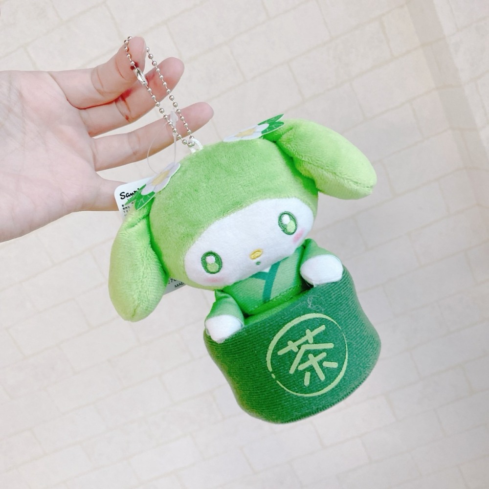 🎈彩虹尾巴🎈三麗鷗抹茶碗系列珠鍊娃娃包 綠色 綠茶 KITTY 美樂蒂 大耳狗 酷洛米 娃娃吊飾 玩偶 和服 和風-細節圖6