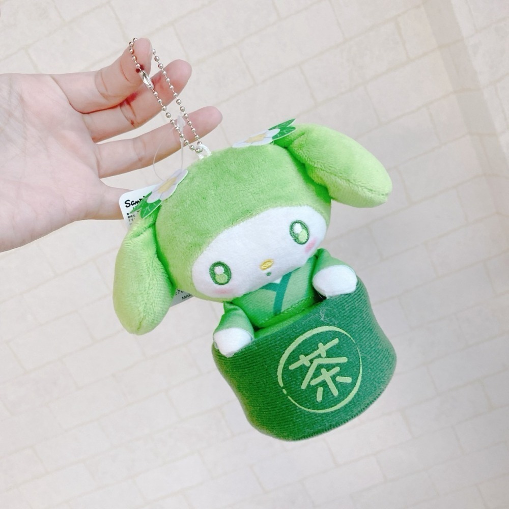 🎈彩虹尾巴🎈三麗鷗抹茶碗系列珠鍊娃娃包 綠色 綠茶 KITTY 美樂蒂 大耳狗 酷洛米 娃娃吊飾 玩偶 和服 和風-細節圖6