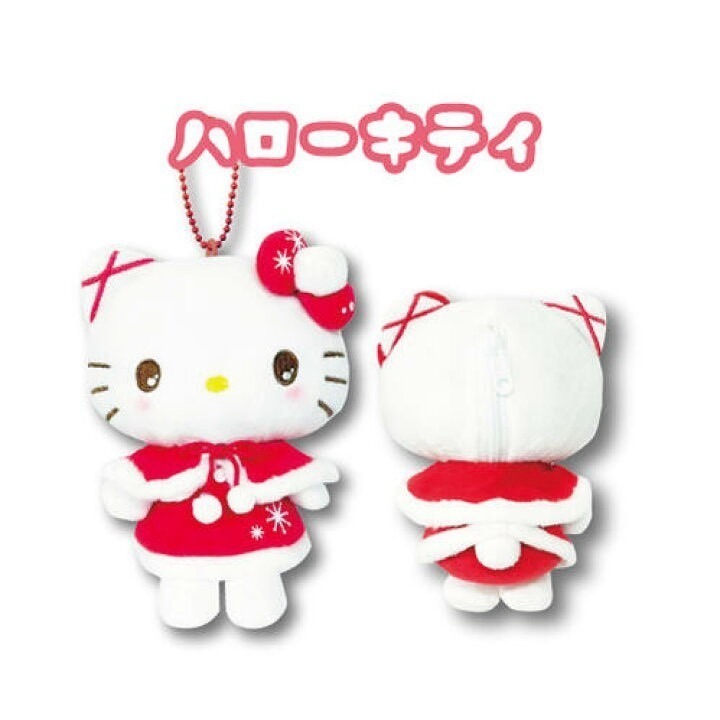 🎈彩虹尾巴🎈三麗鷗冬季披風系列珠鍊娃娃包吊飾 KITTY 美樂蒂 大耳狗 酷洛米 聖誕系列 紅色 緞帶 聖誕節-細節圖9
