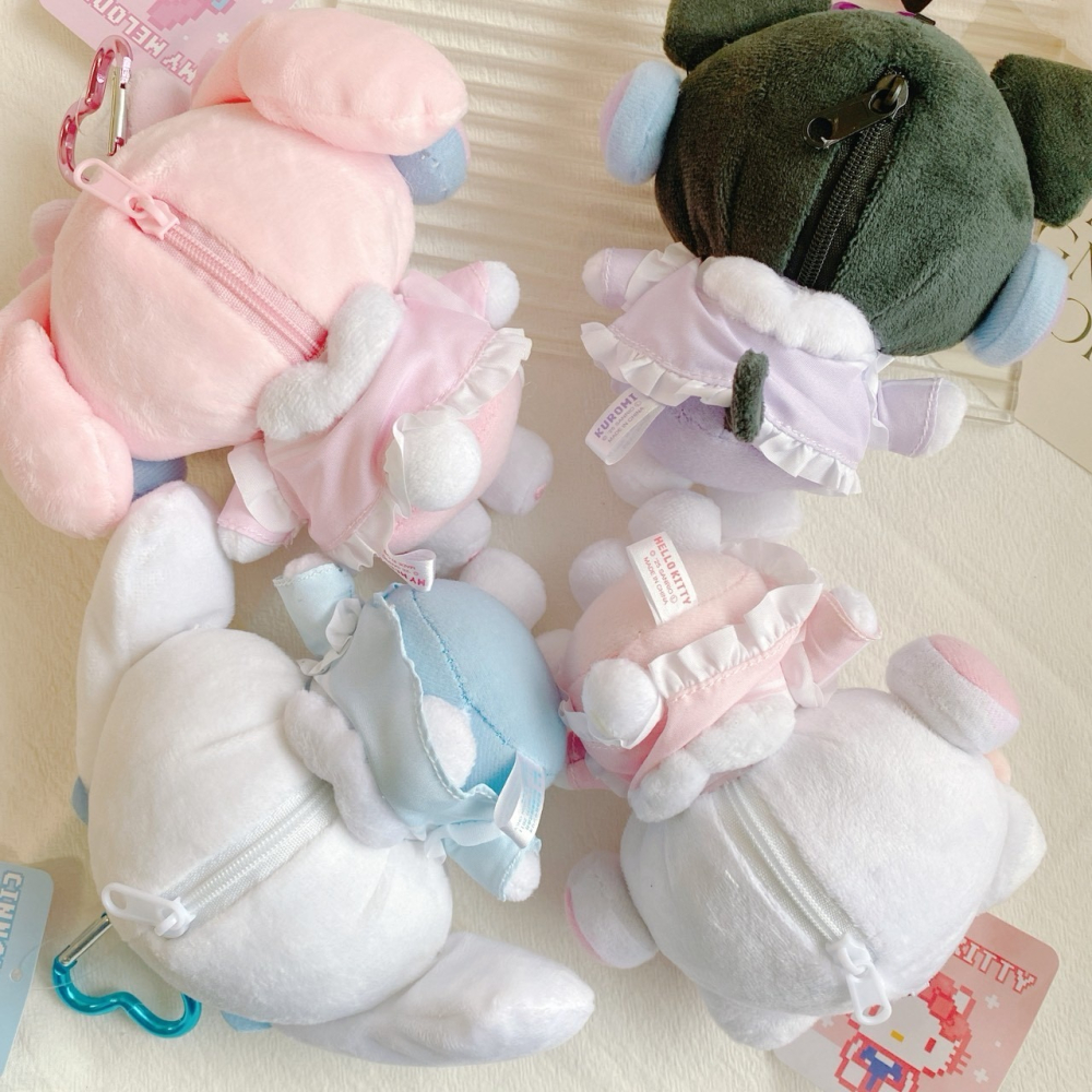 🎈彩虹尾巴🎈三麗鷗貓耳天使系列愛心扣娃娃包吊飾 KITTY 美樂蒂 大耳狗 酷洛米 耳機 愛心扣 娃娃吊飾 玩偶-細節圖5