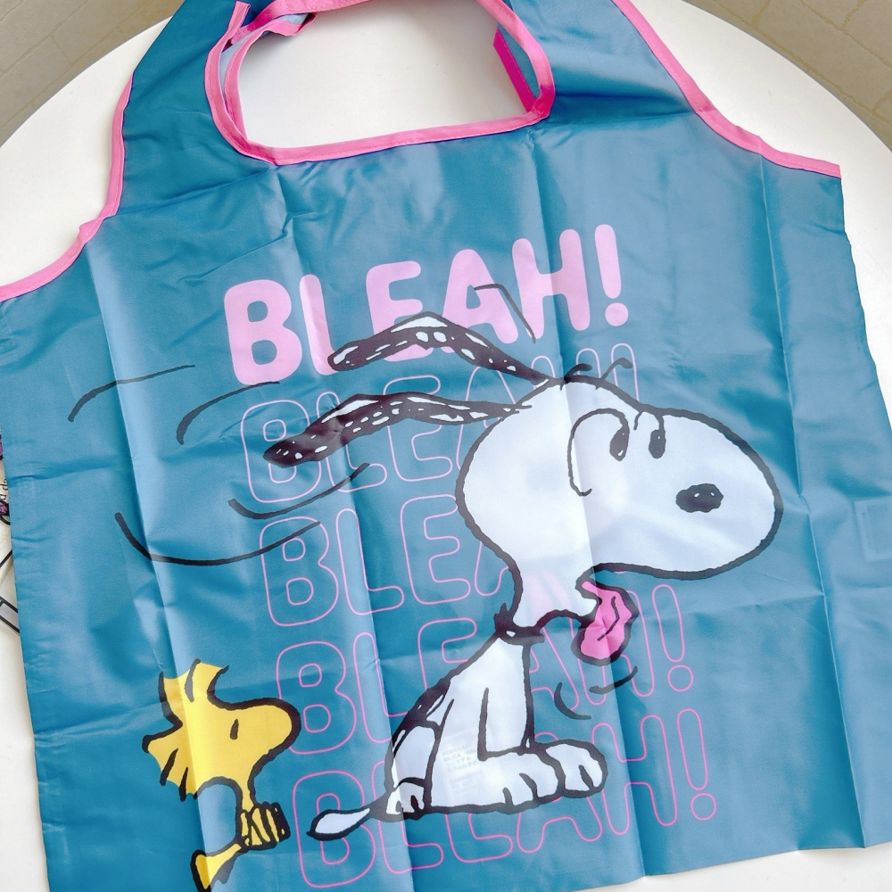🎈彩虹尾巴🎈史努比收納購物袋 SNOOPY 收納袋 折疊購物袋 環保袋 藍色 吐舌頭 漫畫風 綠色-細節圖3