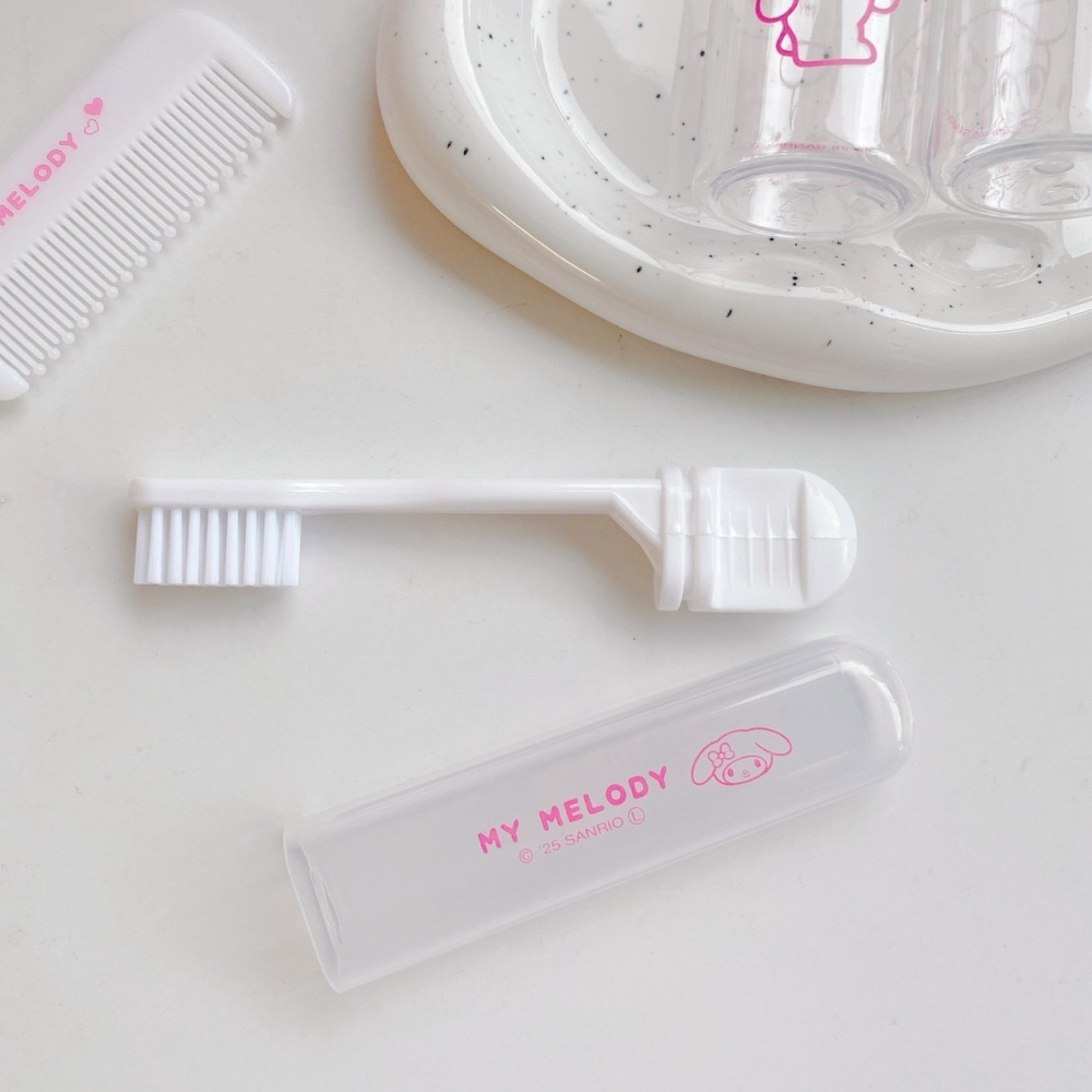 🎈彩虹尾巴🎈三麗鷗PVC化妝包附盥洗組 KITTY 大耳狗 美樂蒂 酷洛米人魚漢頓 透明收納包小物包萬用包旅行盥洗包-細節圖6