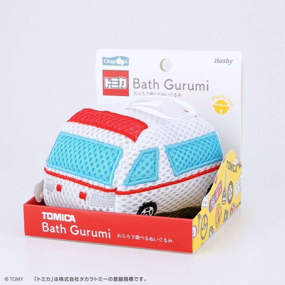 🎈彩虹尾巴🎈多美小汽車造型沐浴海綿玩具 TOMICA 救護車 消防車 汽車沐浴海綿 沐浴棉 洗澡搓澡球 沐浴球-細節圖2