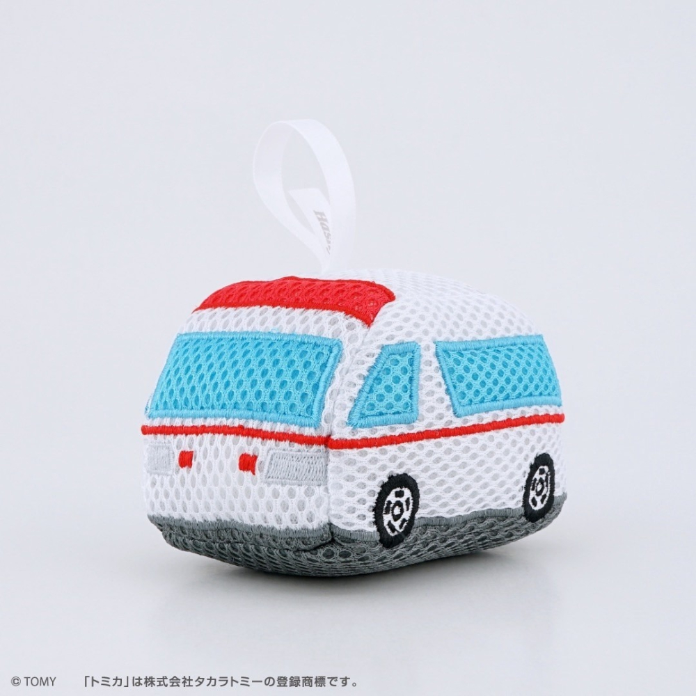 🎈彩虹尾巴🎈多美小汽車造型沐浴海綿玩具 TOMICA 救護車 消防車 汽車沐浴海綿 沐浴棉 洗澡搓澡球 沐浴球-細節圖3
