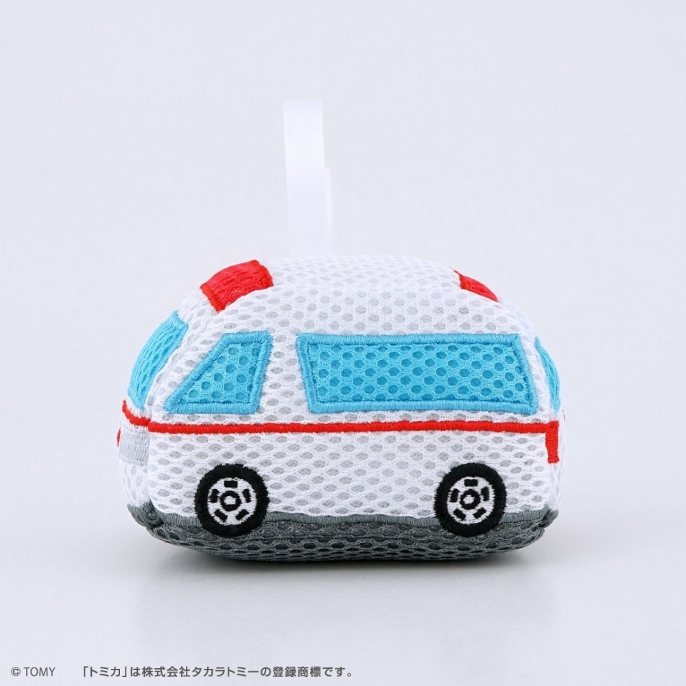🎈彩虹尾巴🎈多美小汽車造型沐浴海綿玩具 TOMICA 救護車 消防車 汽車沐浴海綿 沐浴棉 洗澡搓澡球 沐浴球-細節圖6