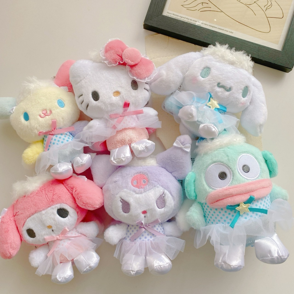 🎈彩虹尾巴🎈三麗鷗夢幻蓬蓬裙系列珠鍊娃娃吊飾 天使芭蕾舞 KITTY 大耳狗 美樂蒂 酷洛米 人魚漢頓 玩偶吊飾-細節圖2