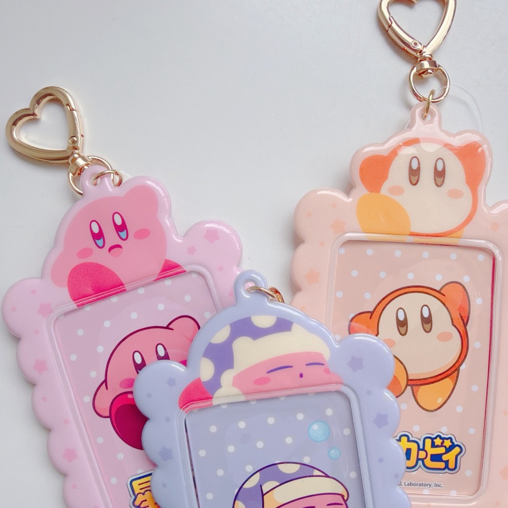 🎈彩虹尾巴🎈星之卡比愛心扣票卡鑰匙圈 Kirby 星星卡比 卡比之星 瓦豆魯迪 拍立得小卡收納套鑰匙圈-細節圖2