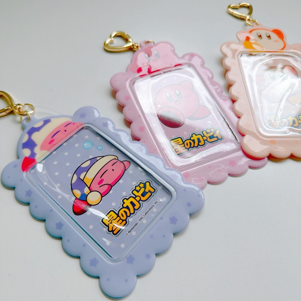 🎈彩虹尾巴🎈星之卡比愛心扣票卡鑰匙圈 Kirby 星星卡比 卡比之星 瓦豆魯迪 拍立得小卡收納套鑰匙圈-細節圖3