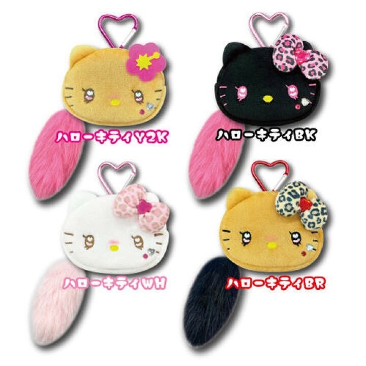 🎈彩虹尾巴🎈三麗鷗水汪汪豹紋系列大臉愛心扣零錢包 KITTY 平成辣妹 愛心扣環 絨毛大頭玩偶 蝴蝶結 水鑽裝飾 凱-細節圖5