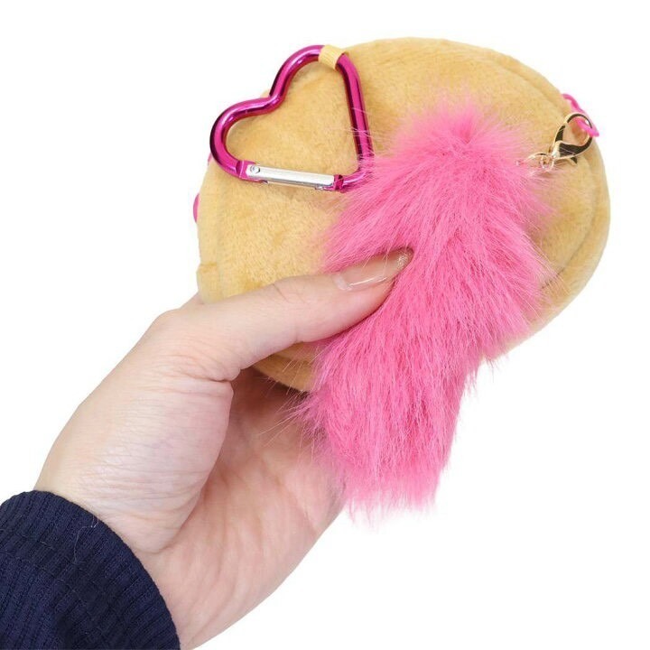 🎈彩虹尾巴🎈三麗鷗水汪汪豹紋系列大臉愛心扣零錢包 KITTY 平成辣妹 愛心扣環 絨毛大頭玩偶 蝴蝶結 水鑽裝飾 凱-細節圖6