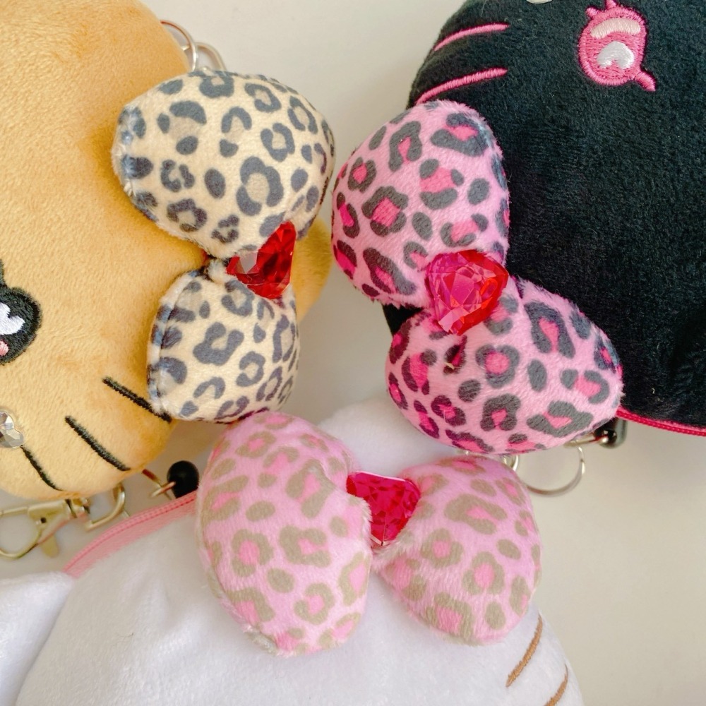 🎈彩虹尾巴🎈三麗鷗水汪汪豹紋系列大臉伸縮票卡零錢包 KITTY 凱蒂貓 黑色平成辣妹 娃娃吊飾 蝴蝶結 水鑽 大頭-細節圖6