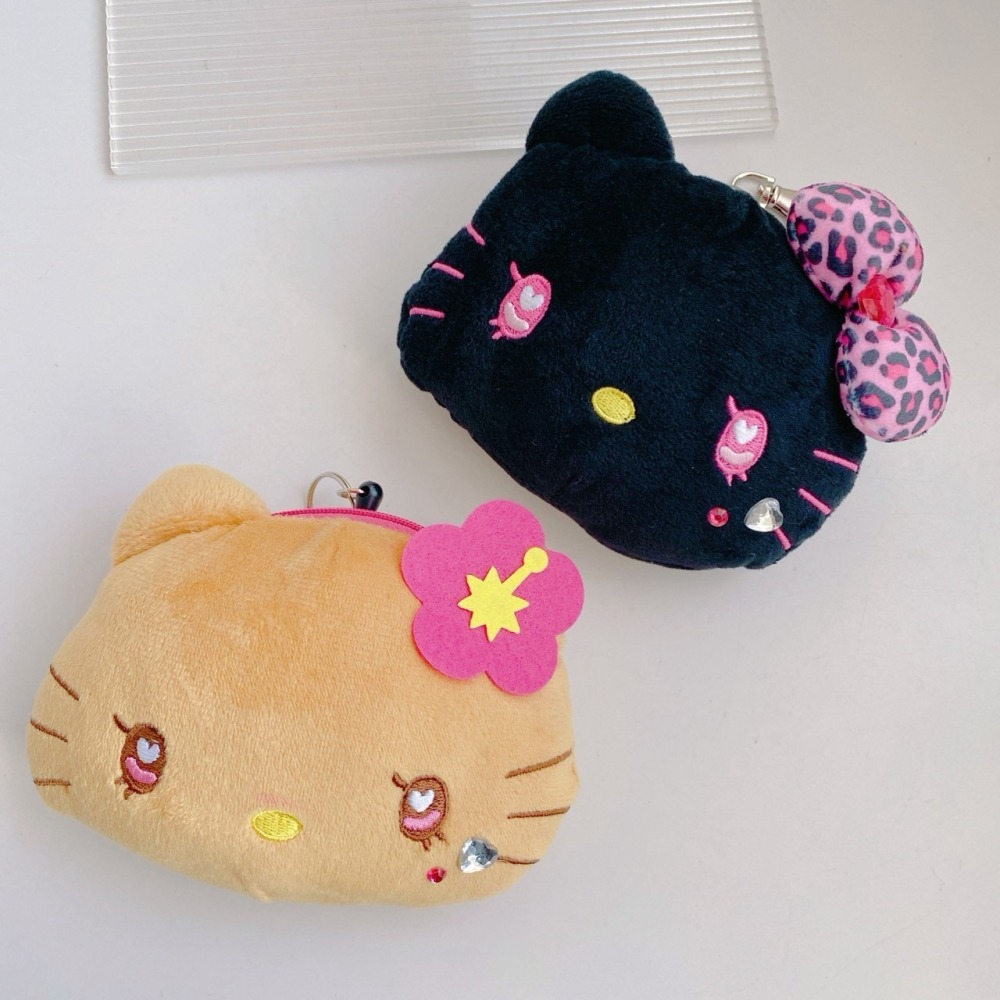 🎈彩虹尾巴🎈三麗鷗水汪汪豹紋系列大臉伸縮票卡零錢包 KITTY 凱蒂貓 黑色平成辣妹 娃娃吊飾 蝴蝶結 水鑽 大頭-細節圖7
