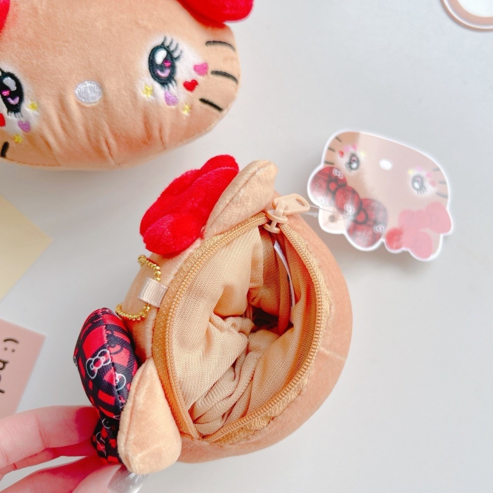 🎈彩虹尾巴🎈KITTY平成109辣妹珠鍊零錢包 凱蒂貓 平成辣妹 烤焦色 辣妹風格-細節圖2