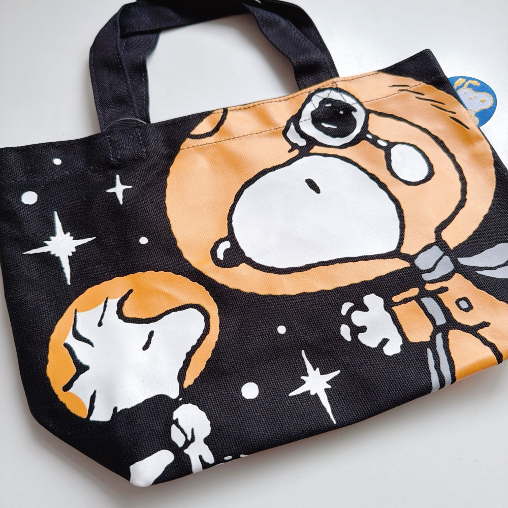 🎈彩虹尾巴🎈史努比帆布手提袋 SNOOPY 太空人 提袋 黑色-細節圖2