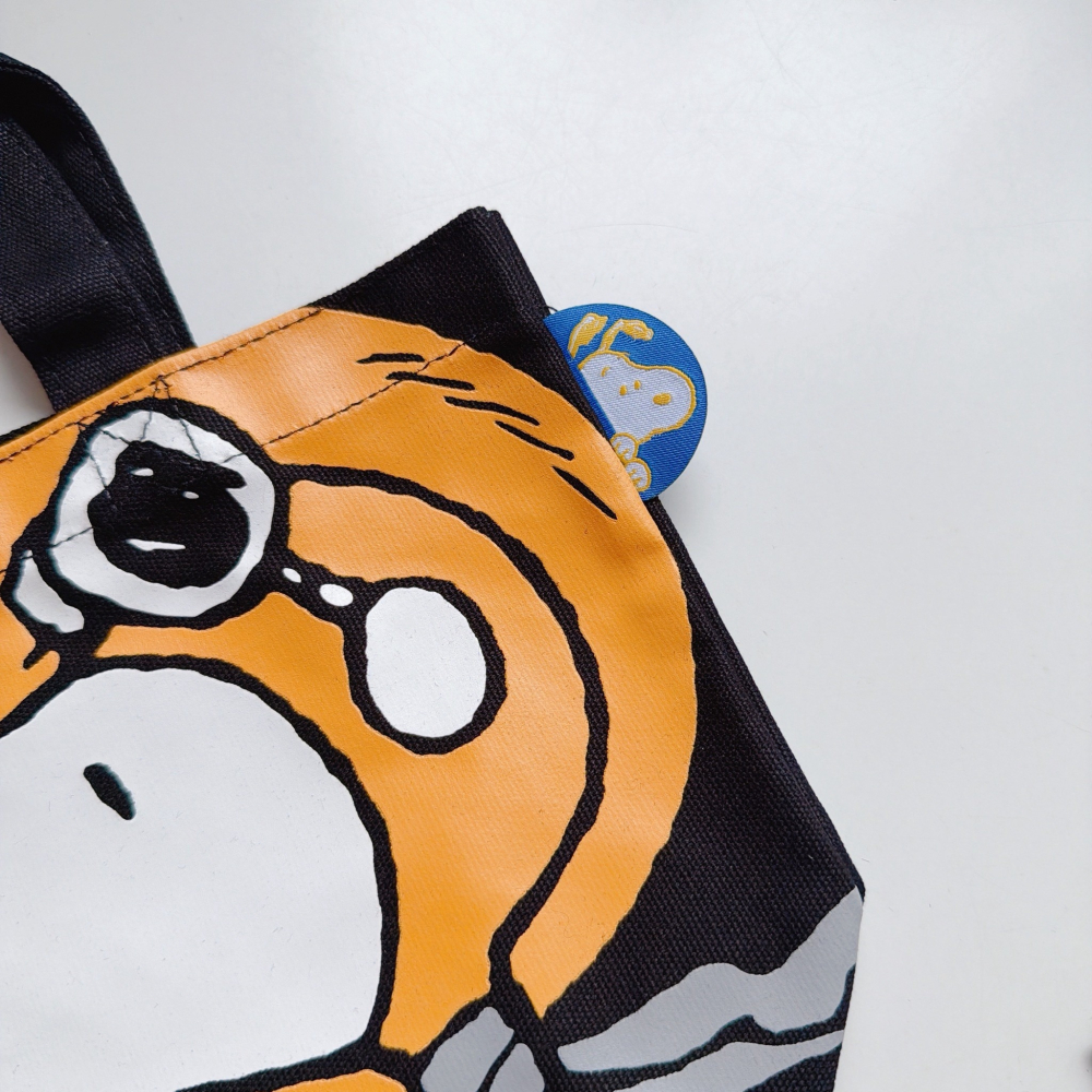 🎈彩虹尾巴🎈史努比帆布手提袋 SNOOPY 太空人 提袋 黑色-細節圖3