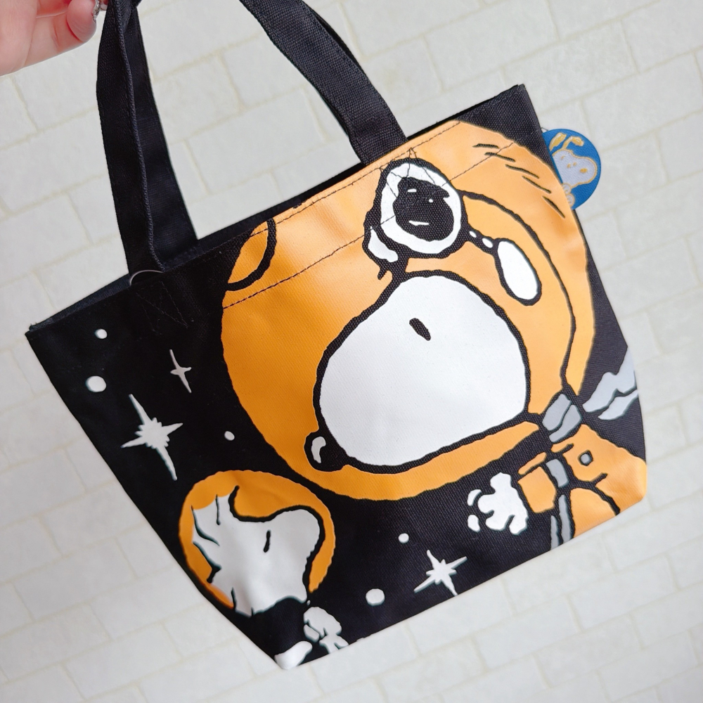 🎈彩虹尾巴🎈史努比帆布手提袋 SNOOPY 太空人 提袋 黑色-細節圖5