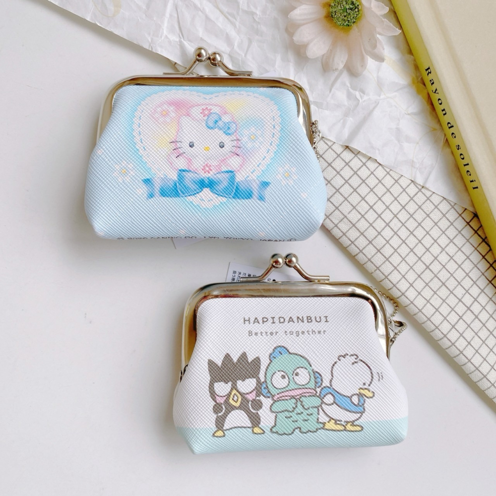 🎈彩虹尾巴🎈皮革珠扣零錢包 三麗鷗 KITTY小護士 布丁狗 帕恰狗 蝴蝶結 人魚漢頓 酷企鵝 SNOOPY-細節圖3