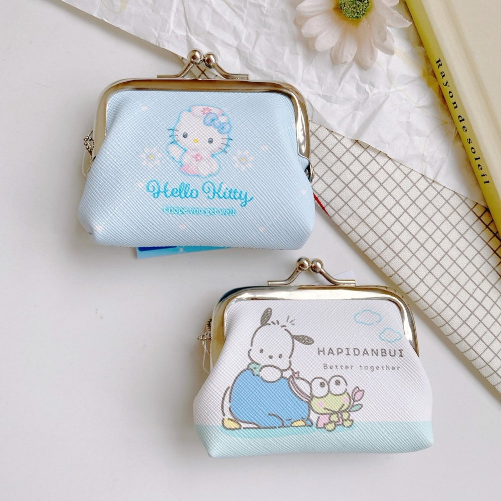 🎈彩虹尾巴🎈皮革珠扣零錢包 三麗鷗 KITTY小護士 布丁狗 帕恰狗 蝴蝶結 人魚漢頓 酷企鵝 SNOOPY-細節圖4