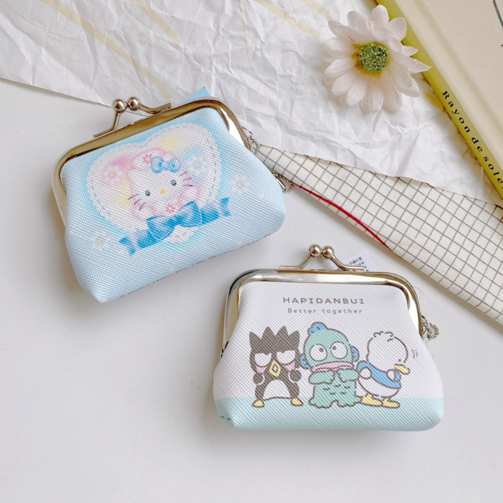 🎈彩虹尾巴🎈皮革珠扣零錢包 三麗鷗 KITTY小護士 布丁狗 帕恰狗 蝴蝶結 人魚漢頓 酷企鵝 SNOOPY-細節圖5