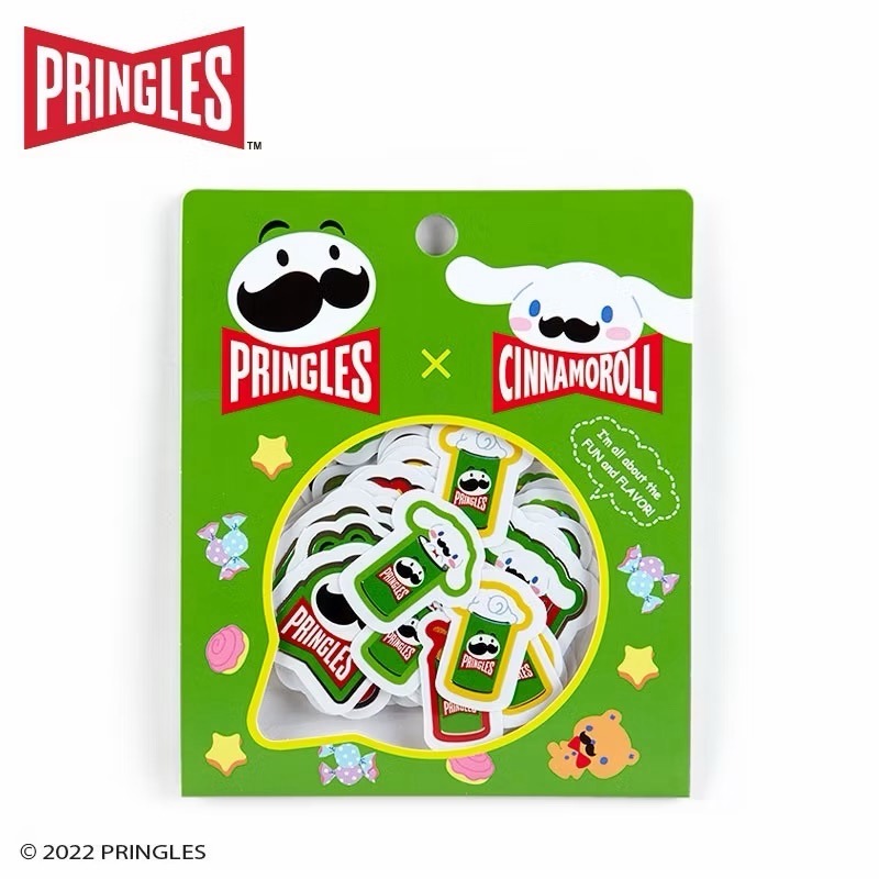 🎈彩虹尾巴🎈日本三麗鷗 X品客Pringles 聯名 Kitty 大耳狗 凱蒂貓 品客洋芋片 貼紙 方巾 小毛巾-規格圖6