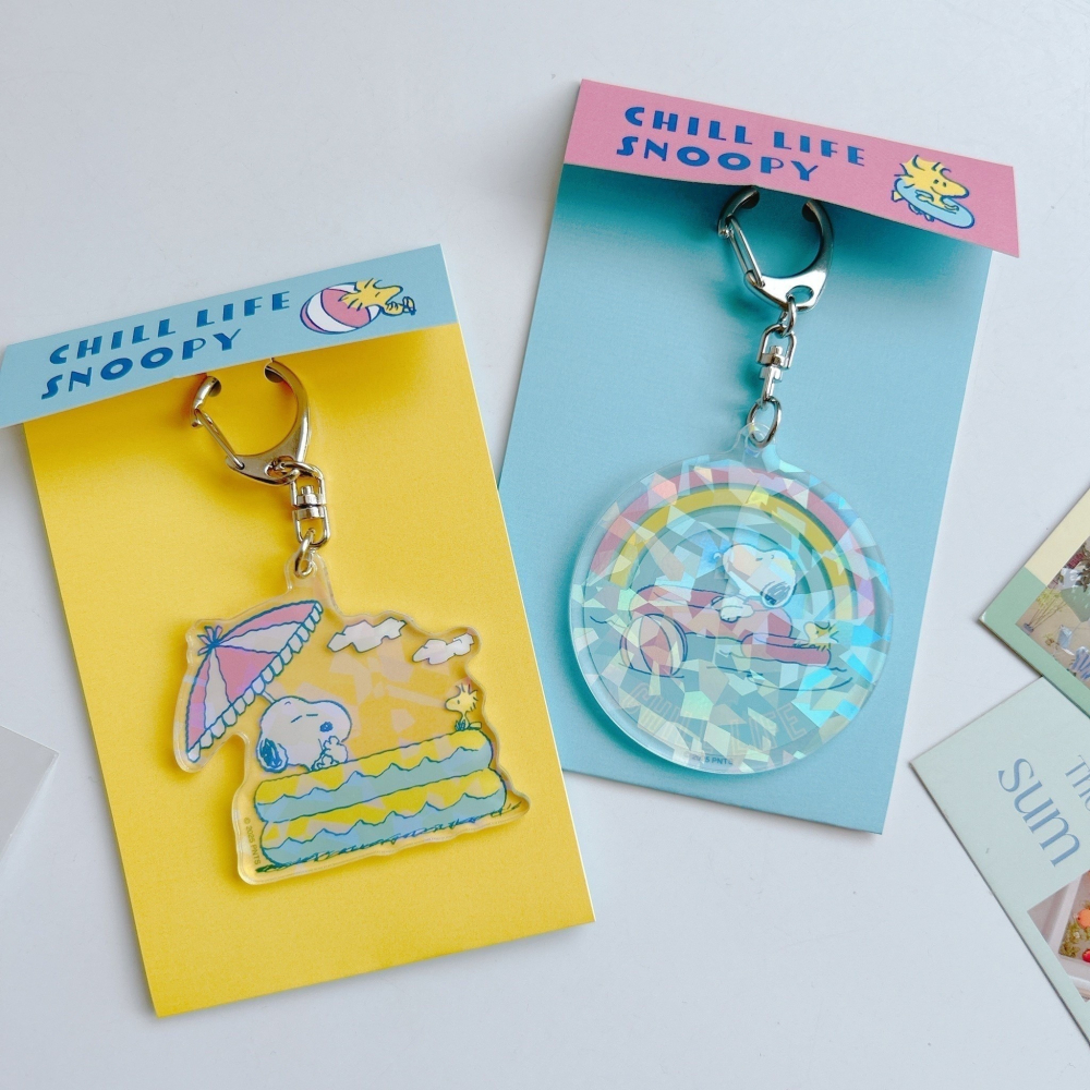 🎈彩虹尾巴🎈史努比度假系列透明鑰匙圈 SNOOPY 史奴比 壓克力鑰匙圈-細節圖6