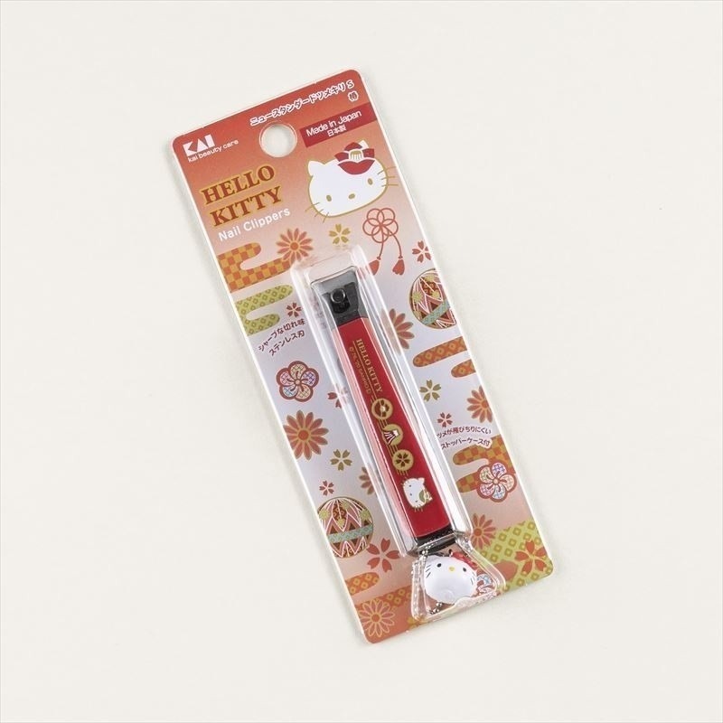 🎈彩虹尾巴🎈日本製KITTY和風指甲剪S號 凱蒂貓 指甲刀 剪指甲 美甲工具 貝印KAI 藍色 紅色 梅花 茶花-細節圖6