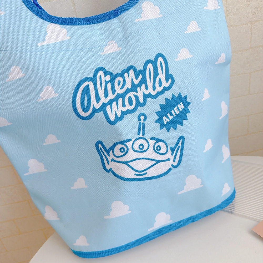 🎈彩虹尾巴🎈三眼怪手提收納置物袋 附蓋收納置物桶 購物袋 手提袋 淺藍色 小物收納 雲朵-細節圖2