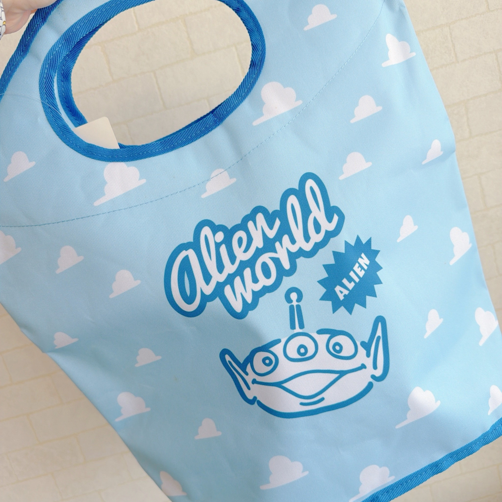 🎈彩虹尾巴🎈三眼怪手提收納置物袋 附蓋收納置物桶 購物袋 手提袋 淺藍色 小物收納 雲朵-細節圖5