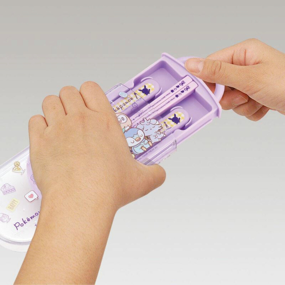 🎈彩虹尾巴🎈日本製寶可夢精靈抗菌三件餐具組 皮卡丘 波加曼 紫色 兒童餐具 環保餐具-細節圖9