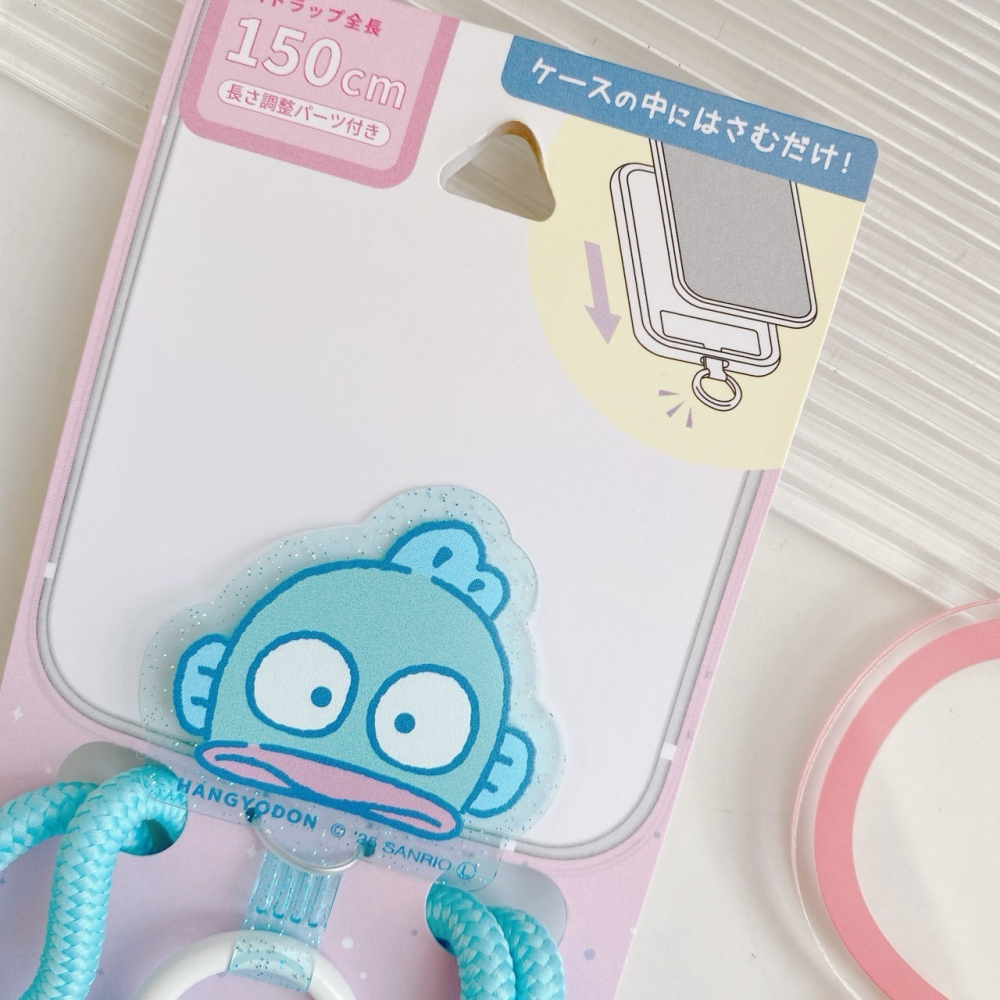 🎈彩虹尾巴🎈三麗鷗可調長度手機背帶 酷洛米 人魚漢頓 長背帶 手機夾片掛繩組 大臉-細節圖2