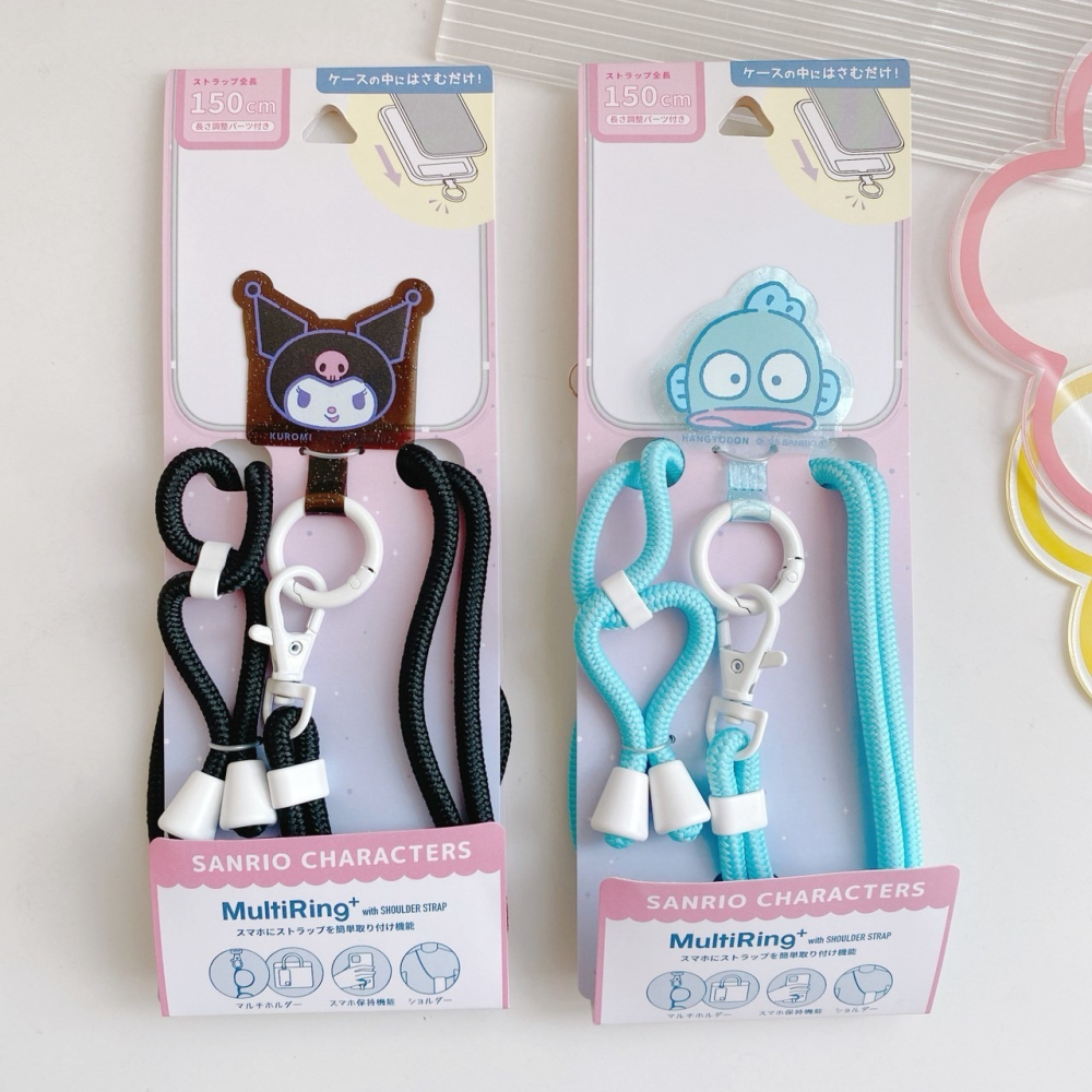 🎈彩虹尾巴🎈三麗鷗可調長度手機背帶 酷洛米 人魚漢頓 長背帶 手機夾片掛繩組 大臉-細節圖5