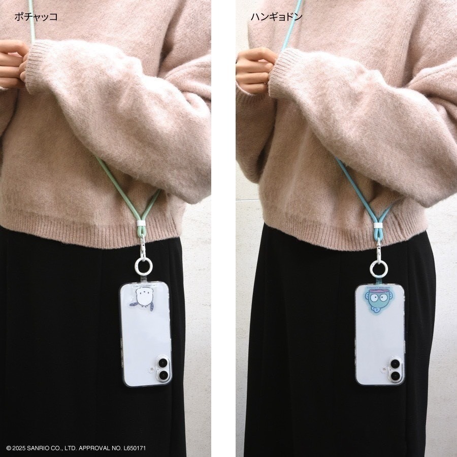 🎈彩虹尾巴🎈三麗鷗可調長度手機背帶 酷洛米 人魚漢頓 長背帶 手機夾片掛繩組 大臉-細節圖10