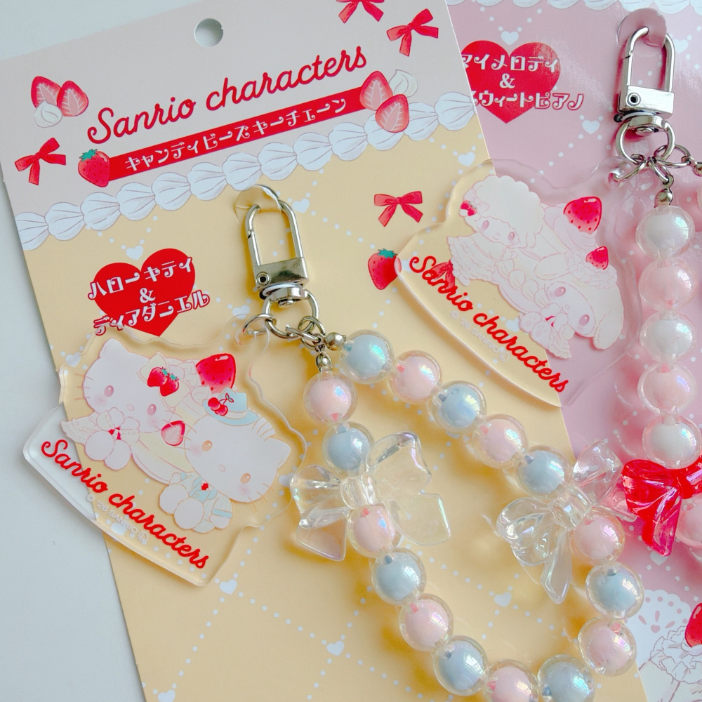 🎈彩虹尾巴🎈三麗鷗草莓蛋糕系列造型珠珠手機吊飾 KITTY凱蒂貓 丹尼爾 Dear Daniel 美樂蒂 彼安諾-細節圖2