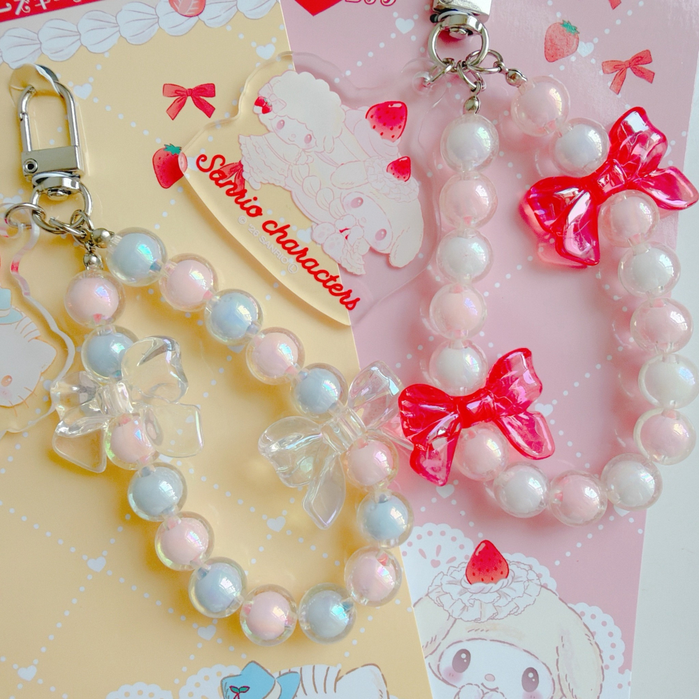 🎈彩虹尾巴🎈三麗鷗草莓蛋糕系列造型珠珠手機吊飾 KITTY凱蒂貓 丹尼爾 Dear Daniel 美樂蒂 彼安諾-細節圖3