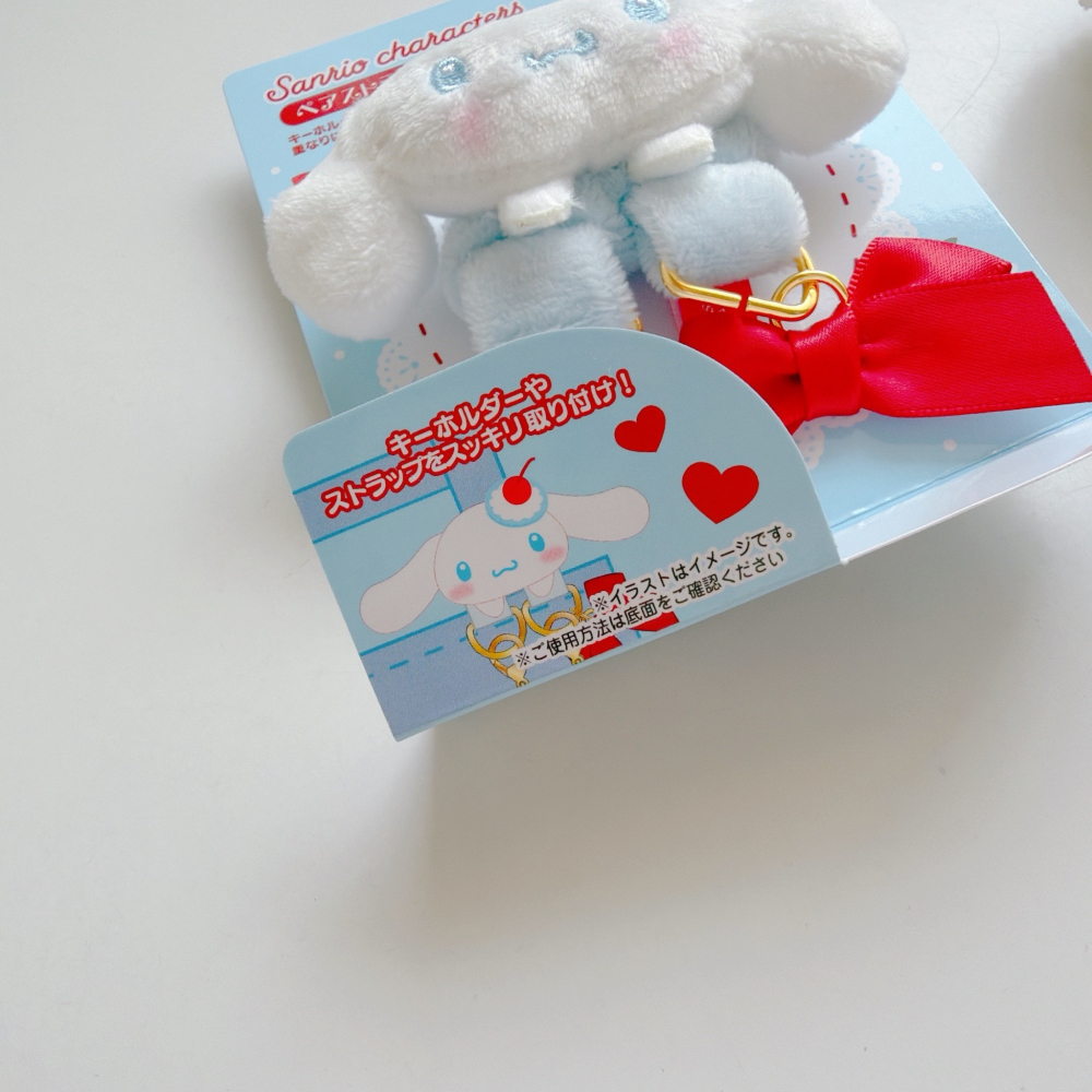 🎈彩虹尾巴🎈大耳狗草莓蛋糕系列 三麗鷗 大頭造型雙扣鑰匙圈 BABY絨毛珠鍊吊飾 娃娃吊飾鑰匙圈 包包背帶扣環喜拿-細節圖3
