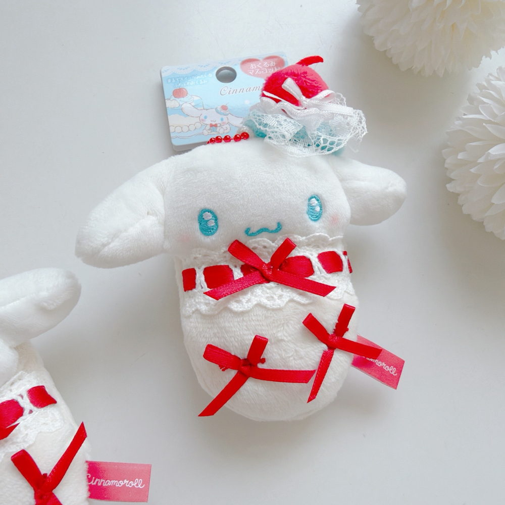 🎈彩虹尾巴🎈大耳狗草莓蛋糕系列 三麗鷗 大頭造型雙扣鑰匙圈 BABY絨毛珠鍊吊飾 娃娃吊飾鑰匙圈 包包背帶扣環喜拿-細節圖5