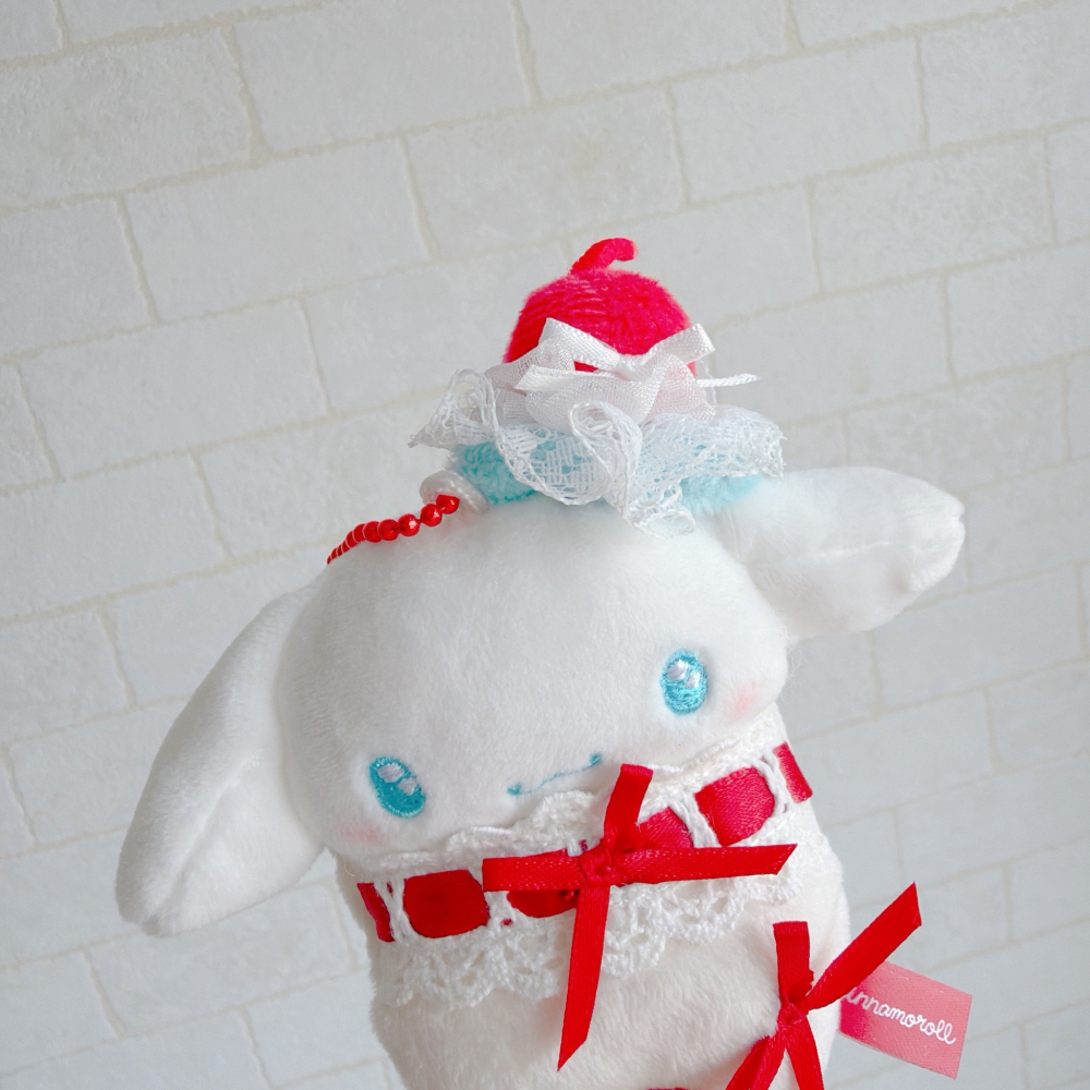 🎈彩虹尾巴🎈大耳狗草莓蛋糕系列 三麗鷗 大頭造型雙扣鑰匙圈 BABY絨毛珠鍊吊飾 娃娃吊飾鑰匙圈 包包背帶扣環喜拿-細節圖6