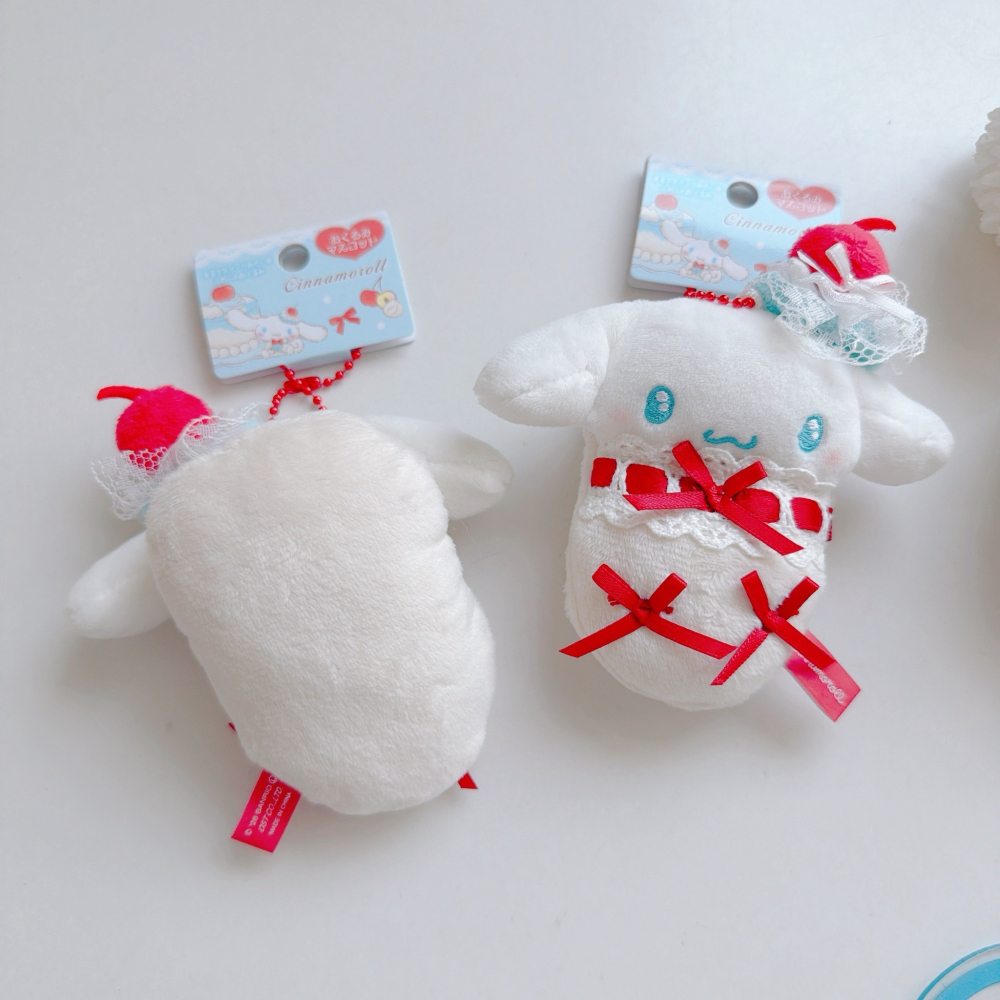 🎈彩虹尾巴🎈大耳狗草莓蛋糕系列 三麗鷗 大頭造型雙扣鑰匙圈 BABY絨毛珠鍊吊飾 娃娃吊飾鑰匙圈 包包背帶扣環喜拿-細節圖7