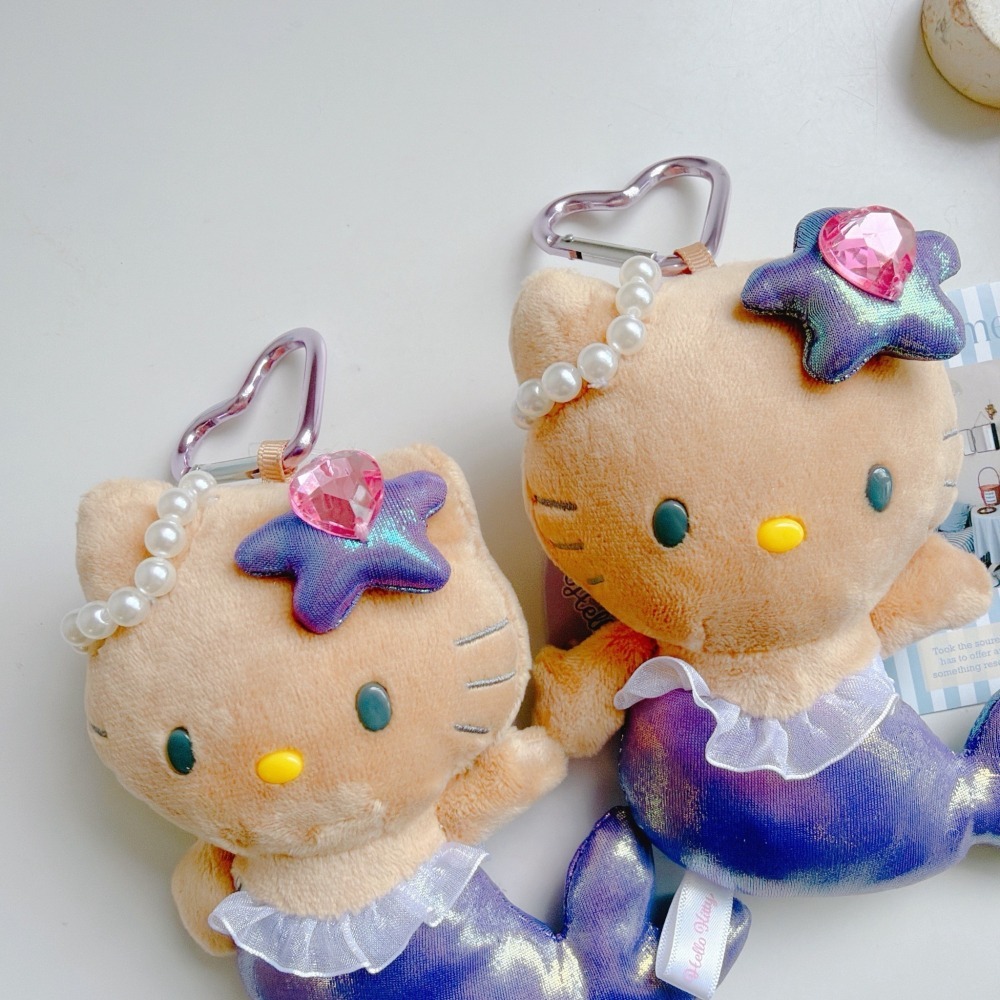 🎈彩虹尾巴🎈KITTY變裝美人魚愛心扣娃娃吊飾 凱蒂貓 紫色美人魚 日燒 烤焦色-細節圖5
