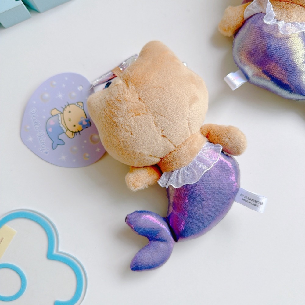 🎈彩虹尾巴🎈KITTY變裝美人魚愛心扣娃娃吊飾 凱蒂貓 紫色美人魚 日燒 烤焦色-細節圖7