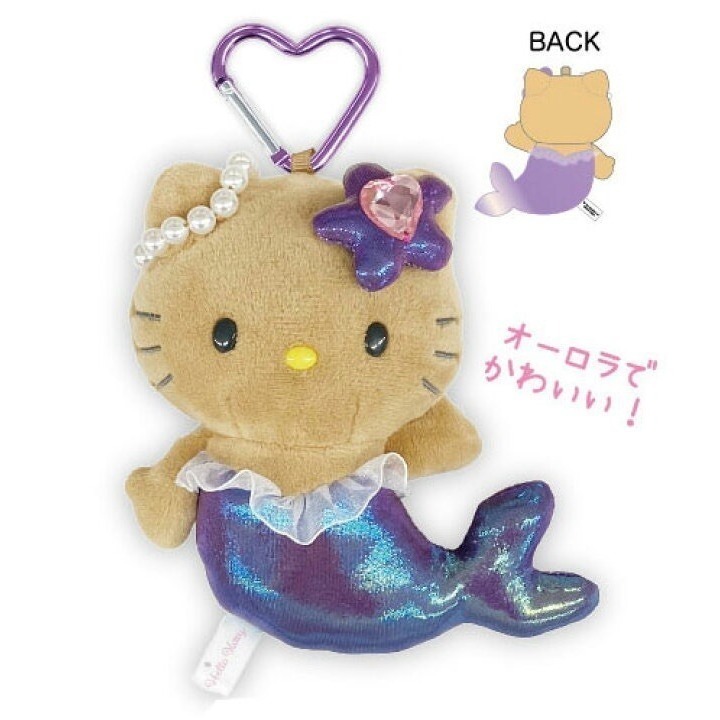 🎈彩虹尾巴🎈KITTY變裝美人魚愛心扣娃娃吊飾 凱蒂貓 紫色美人魚 日燒 烤焦色-細節圖11